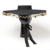 Bohemian Style Shell Fringe Wool Felt Hat - Black